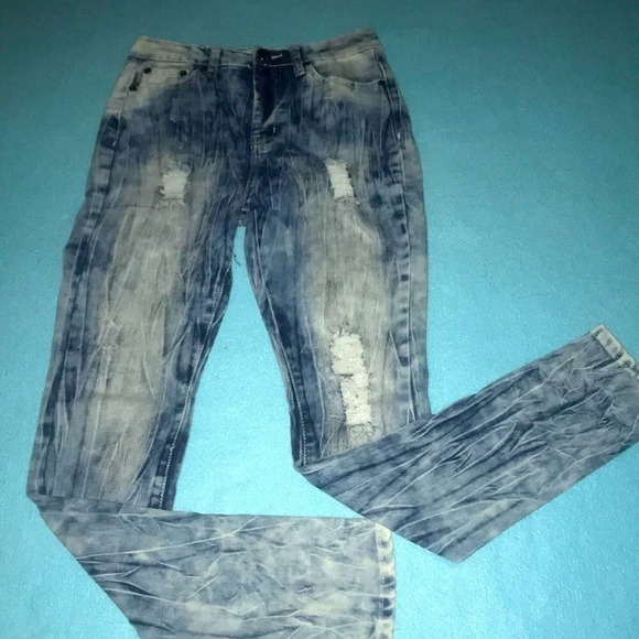VIP high waisted distressed acid wash wrinkle look Y2K jeans size 5/6 - Picture 1 of 8